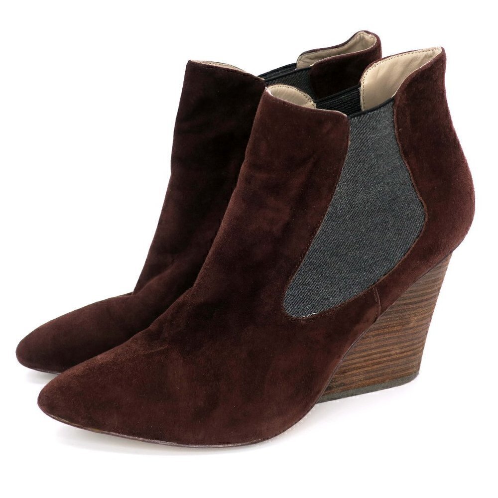 Steven By Steve Madden Malik Wedge Suede Bootie Brown Ankle Boots